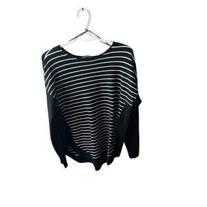 Charlie B Womens Black Striped Long Sleeve Knit‎ Pullover Sweater